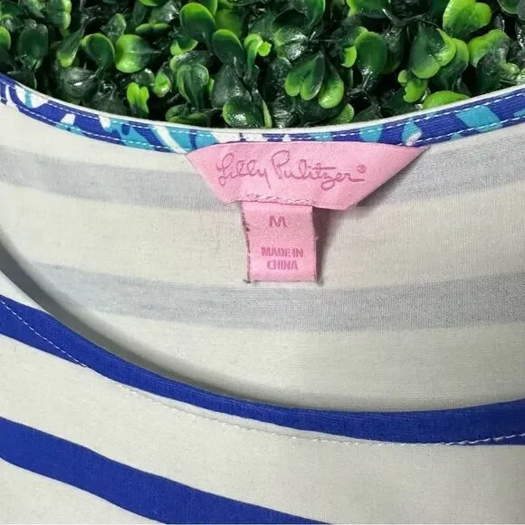Lilly Pulitzer Nila Striped Blue Shift Dress Sz M - Picture 10 of 12